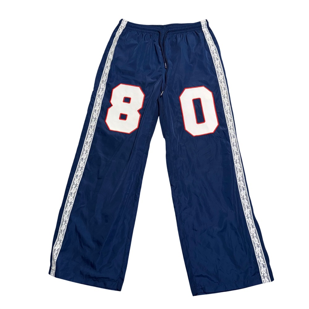 Edikted Track Pants Women Medium Navy Blue Excellent‎ 1980 Lace Trim Wide Leg